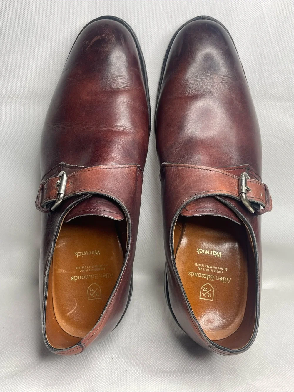 Allen Edmonds Warwick Leather Buckle Oxford Shoes Mens Size US 9.5 D Burgundy